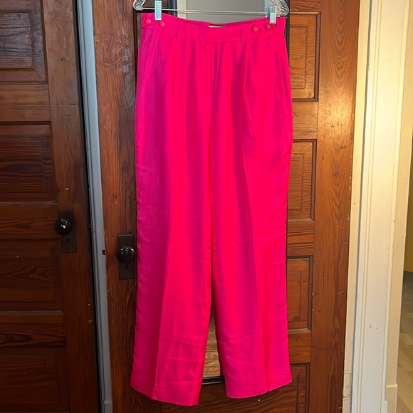 J. Crew Pants - J Crew Collection bright pink pants silk size 6